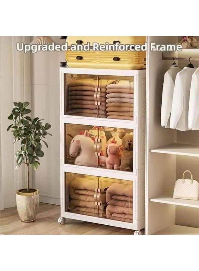 Multi-purpose foldable plastic wardrobe – 5 tiers with wheels for easy movement (5 tiers) - Image 5